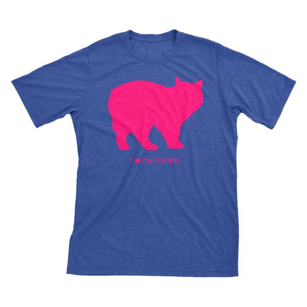 I Love My Cymric | Must Love Cats® Hot Pink On Heathered Royal Blue Short Sleeve T-Shirt-Must Love Cats® T-Shirts-The Official Website of Jewelry Candles - Find Jewelry In Candles!