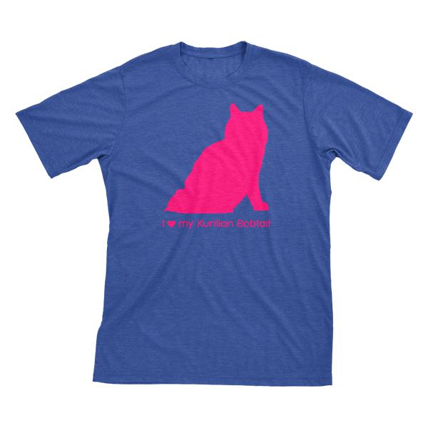 I Love My Kurilian Bobtail | Must Love Cats® Hot Pink On Heathered Royal Blue Short Sleeve T-Shirt-Must Love Cats® T-Shirts-The Official Website of Jewelry Candles - Find Jewelry In Candles!